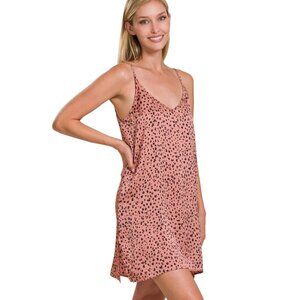 Leopard Print Satin Tunic - by Zenana